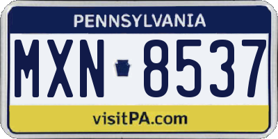 PA license plate MXN8537