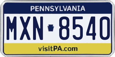 PA license plate MXN8540