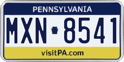 PA license plate MXN8541
