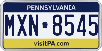 PA license plate MXN8545