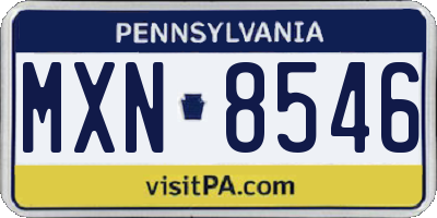 PA license plate MXN8546
