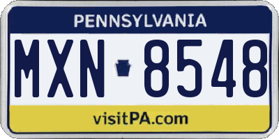PA license plate MXN8548
