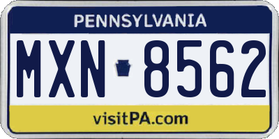 PA license plate MXN8562