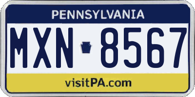 PA license plate MXN8567