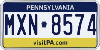PA license plate MXN8574
