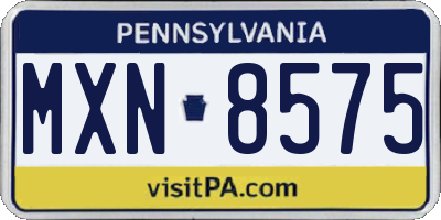 PA license plate MXN8575