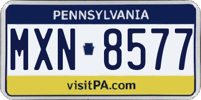 PA license plate MXN8577