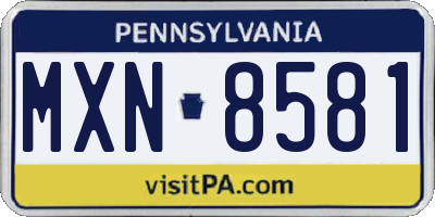 PA license plate MXN8581