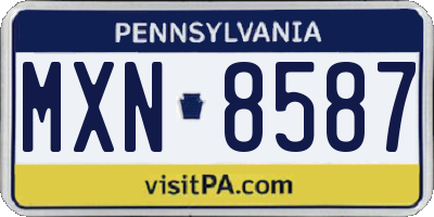 PA license plate MXN8587