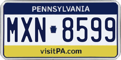 PA license plate MXN8599