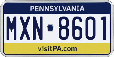PA license plate MXN8601