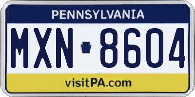 PA license plate MXN8604