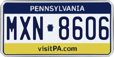 PA license plate MXN8606