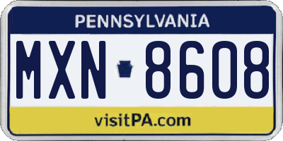 PA license plate MXN8608