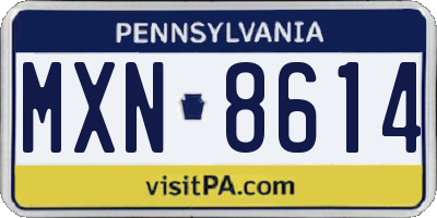 PA license plate MXN8614