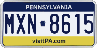 PA license plate MXN8615