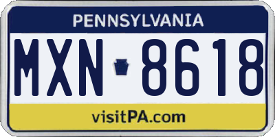 PA license plate MXN8618