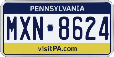 PA license plate MXN8624