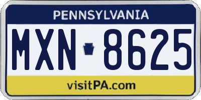 PA license plate MXN8625