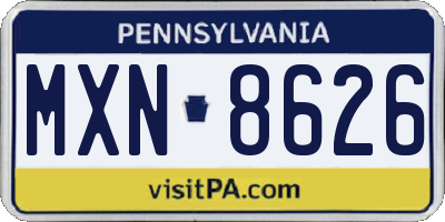 PA license plate MXN8626