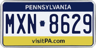 PA license plate MXN8629