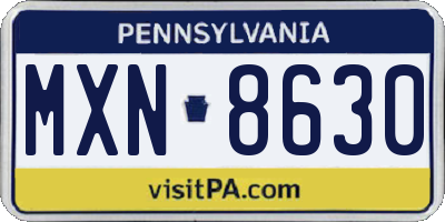 PA license plate MXN8630