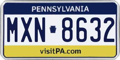 PA license plate MXN8632