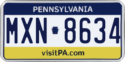 PA license plate MXN8634