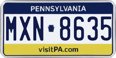 PA license plate MXN8635