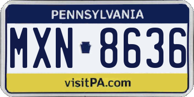 PA license plate MXN8636