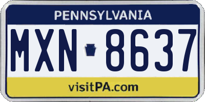 PA license plate MXN8637