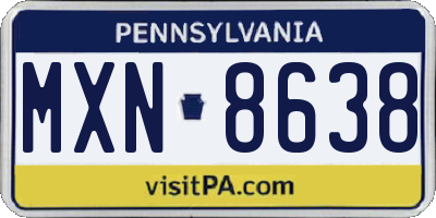 PA license plate MXN8638