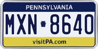 PA license plate MXN8640