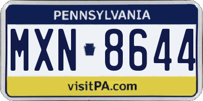 PA license plate MXN8644
