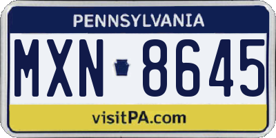 PA license plate MXN8645