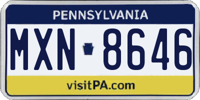 PA license plate MXN8646