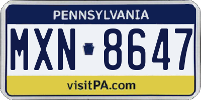 PA license plate MXN8647