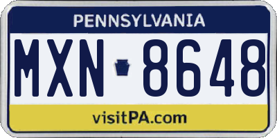 PA license plate MXN8648