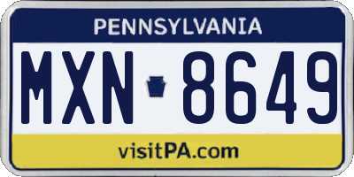 PA license plate MXN8649