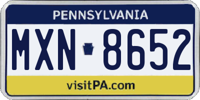 PA license plate MXN8652