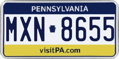 PA license plate MXN8655