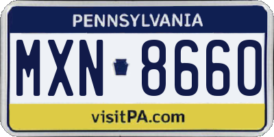 PA license plate MXN8660