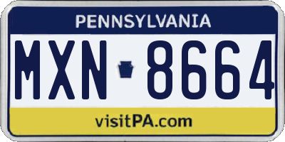 PA license plate MXN8664