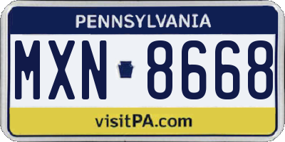 PA license plate MXN8668