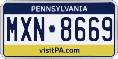 PA license plate MXN8669