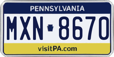 PA license plate MXN8670