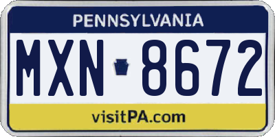PA license plate MXN8672