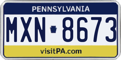PA license plate MXN8673