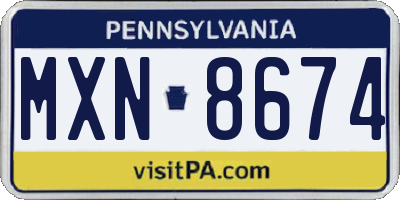 PA license plate MXN8674