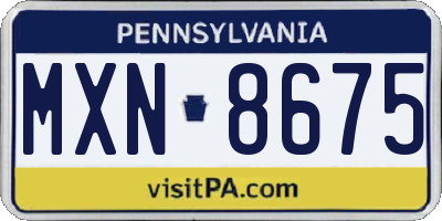 PA license plate MXN8675